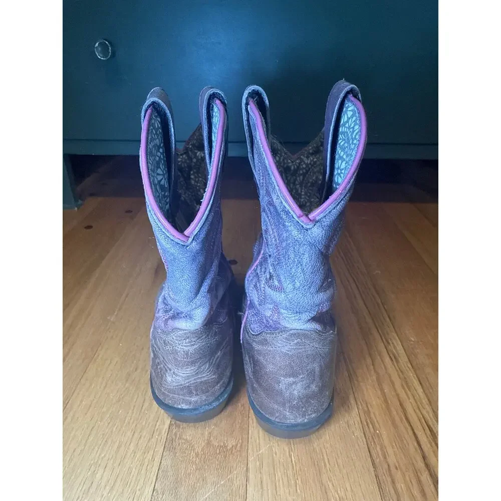 Dan Post Cowboy Western Boots Kids Sz 12.5D Distressed Brown Leather